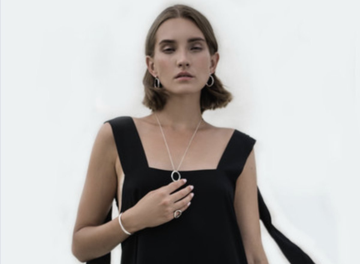 Minimal silver hoops and pendant necklace — Nordic design brand silver jewellery collection